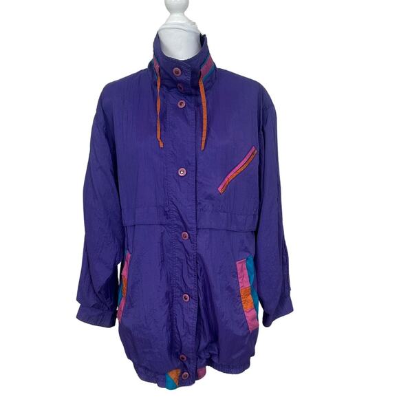 80's/ 90's Be In The Current Seen Purple Oversized Windbreaker I M - Picture 1 of 8